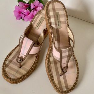 Burberry Nova Check Espadrille Pink Wedges Size 9!